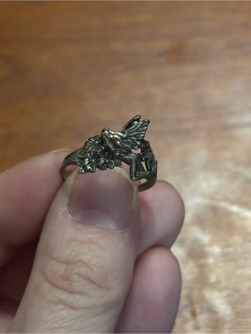 Fairy Ring with Flowers sterling silver vintage handmade